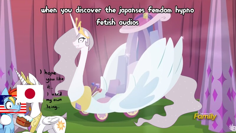 Size: 3840x2160 | Tagged: suggestive, derpibooru import, edit, edited screencap, screencap, princess celestia, rainbow dash, pony, princess molestia, the cart before the ponies, american flag, implied cum, japanese flag, not salmon, wat