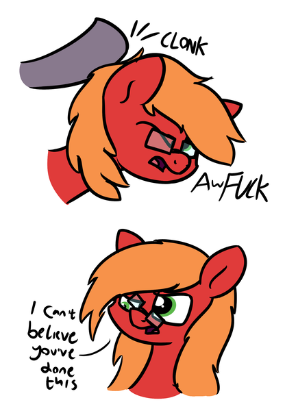 Size: 1581x2281 | Tagged: safe, artist:moonatik, derpibooru import, oc, oc:moonatik, unofficial characters only, pony, descriptive noise, dialogue, glasses, male, meme, punch, simple background, solo, stallion, vulgar