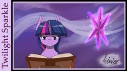 Size: 3169x1791 | Tagged: safe, artist:kiminofreewings, derpibooru import, twilight sparkle, pony, unicorn, beautiful, book, cutie mark, original art, original style, purple background, reading, simple background, solo