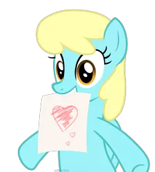 Size: 2700x3000 | Tagged: safe, artist:losyara, derpibooru import, sassaflash, pegasus, pony, background pony, commission, drawing, female, heart, mare, mouth hold, paper, simple background, smiling, solo, transparent background, ych result