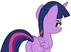 Size: 7496x5464 | Tagged: editor needed, safe, artist:andoanimalia, derpibooru import, edit, twilight sparkle, twilight sparkle (alicorn), alicorn, pony, friendship university, absurd resolution, butt, caught, female, plot, she knows, simple background, solo, transparent background, twibutt, vector