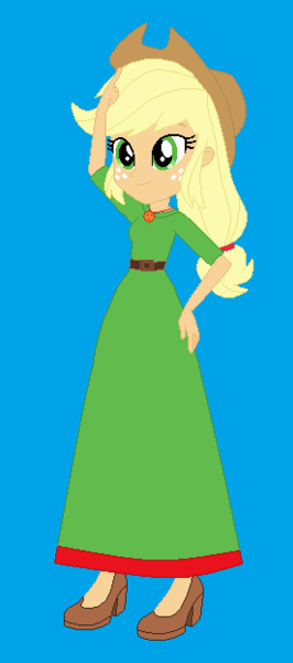 Size: 276x623 | Tagged: safe, artist:starman1999, derpibooru import, applejack, equestria girls, base used, long dress, solo