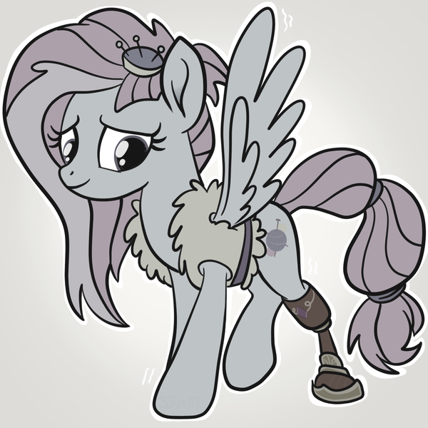 Size: 2100x2100 | Tagged: safe, artist:sjart117, derpibooru import, kerfuffle, pegasus, pony, rainbow roadtrip, amputee, belt, clothes, cute, desaturated, female, fufflebetes, jacket, mare, movie accurate, nervous, prosthetic leg, prosthetic limb, prosthetics, shaking, solo, struggling, walking