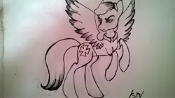 Size: 3552x2000 | Tagged: safe, anonymous artist, derpibooru import, ponified, pegasus, pony, /sn/, 2ch, cyrillic, lineart, male, monochrome, pavel rusin, rearing, russian, solo, stallion, traditional art