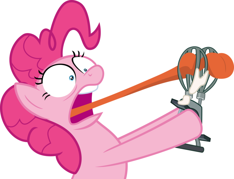 Size: 3950x3023 | Tagged: dead source, safe, artist:steyrrdash, banned from derpibooru, deleted from derpibooru, derpibooru import, pinkie pie, earth pony, pony, between dark and dawn, .svg available, egg beater, faic, high res, image, png, simple background, solo, stuck, tongue out, vector