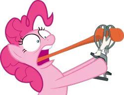 Size: 3950x3023 | Tagged: dead source, safe, artist:steyrrdash, banned from derpibooru, deleted from derpibooru, derpibooru import, pinkie pie, earth pony, pony, between dark and dawn, .svg available, egg beater, faic, high res, image, png, simple background, solo, stuck, tongue out, vector
