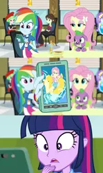 Size: 1280x2142 | Tagged: safe, derpibooru import, edit, edited screencap, editor:sonic ranger, screencap, aqua blossom, drama letter, fluttershy, rainbow dash, sophisticata, spike, twilight sparkle, twilight sparkle (alicorn), watermelody, alicorn, dog, equestria girls, equestria girls series, i'm on a yacht, rainbow rocks, spoiler:eqg series (season 2), barefoot, feet, flutterfeet, foot focus, meme, rainbow dash phone meme, soles, spike the dog, swimming pool, wiggling toes