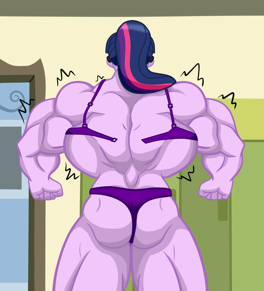 Size: 3000x3300 | Tagged: suggestive, artist:nokozeze, derpibooru import, sci-twi, twilight sparkle, equestria girls, amazon, ass, back muscles, bra, butt, canterlot high, clothes, female, fetish, growth, hyper, hyper muscle, lockers, muscle expansion, muscle fetish, muscle growth, muscles, panties, ponytail, rear view, solo, solo female, twibutt, twilight muscle, underwear, wardrobe malfunction