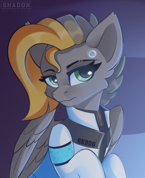 Size: 900x1100 | Tagged: safe, artist:shadowreindeer, derpibooru import, oc, unofficial characters only, pegasus, pony, commission, detroit: become human, solo