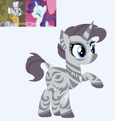 Size: 480x506 | Tagged: safe, artist:funny-arts, artist:selenaede, derpibooru import, rarity, zecora, oc, oc:wyld style, hybrid, pony, unicorn, zebra, zebracorn, zony, base used, ear piercing, earring, eyes closed, eyeshadow, female, interspecies, interspecies offspring, jewelry, lesbian, magical lesbian spawn, makeup, mare, neck rings, necklace, offspring, parent:rarity, parent:zecora, parents:raricora, piercing, raised hoof, raricora, scar, shipping, simple background, teeth, white background