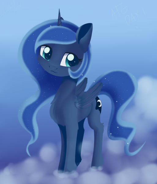 Size: 1368x1600 | Tagged: safe, artist:dusthiel, derpibooru import, princess luna, alicorn, pony, atg 2019, chest fluff, cute, ear fluff, female, gradient background, leg fluff, lunabetes, mare, newbie artist training grounds, solo