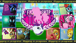 Size: 1920x1080 | Tagged: artist needed, safe, artist:mysticalpha, derpibooru import, apple bloom, applejack, big macintosh, commander hurricane, fili-second, fluttershy, granny smith, masked matter-horn, mistress marevelous, nightmare moon, pinkie pie, queen chrysalis, radiance, rainbow dash, rarity, saddle rager, sci-twi, soarin', spitfire, sunset shimmer, twilight sparkle, twilight sparkle (alicorn), zapp, alicorn, changeling, changeling queen, earth pony, pegasus, pony, unicorn, equestria girls, friendship games, power ponies (episode), too many pinkie pies, /mlp/, 4chan, 4chan cup, animated, apple family, aviator goggles, clothes, daydream shimmer, equestria girls logo, female, flight suit, flying, goggles, male, mane six, mare, meme, midnight sparkle, no sound, power ponies, rariball, rigging, shadowbolts, stallion, text, uniform, webm, wonderbolts, wonderbolts uniform