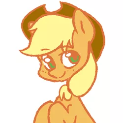 Size: 1280x1280 | Tagged: safe, artist:vaportraiil, derpibooru import, part of a set, applejack, earth pony, pony, colored pupils, cowboy hat, cute, female, hat, jackabetes, looking at you, mare, simple background, solo, white background