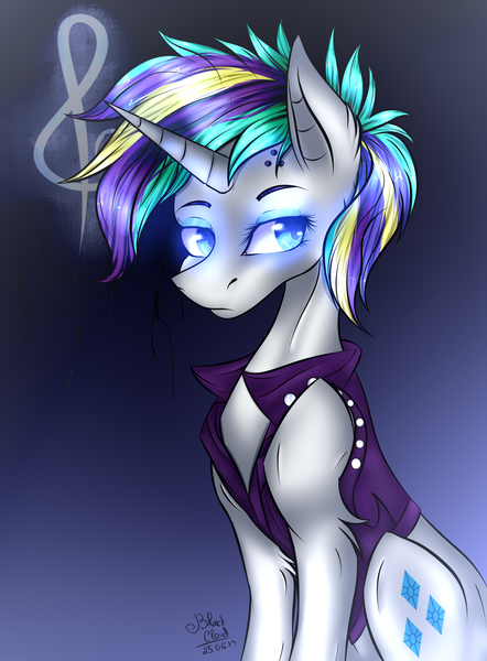 Size: 1872x2544 | Tagged: safe, artist:blackcloud2000, derpibooru import, rarity, pony, alternate hairstyle, punk, raripunk, solo