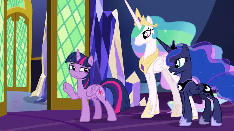 Size: 1920x1080 | Tagged: safe, derpibooru import, screencap, princess celestia, princess luna, twilight sparkle, twilight sparkle (alicorn), alicorn, pony, between dark and dawn, lidded eyes