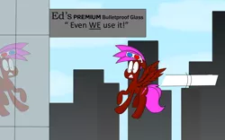 Size: 1500x937 | Tagged: safe, artist:rainbowbacon, derpibooru import, oc, oc:rainbowbacon, pegasus, pony, atg 2019, building, flying, newbie artist training grounds