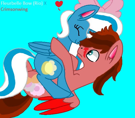 Size: 541x471 | Tagged: safe, artist:madzbases, artist:queen-plane, derpibooru import, oc, oc:crimsonwing, oc:fleurbelle, unofficial characters only, alicorn, pegasus, pony, alicorn oc, base used, blue background, blushing, bow, cute, female, fleurwing, green eyes, hair bow, horn, male, mare, oc x oc, ribbon, shipping, simple background, straight, wings