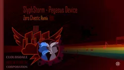 Size: 1280x720 | Tagged: grimdark, derpibooru import, unicorn, abstract background, blood, cloudsdale weather corporation, music notes, pegasus device, rainbow, rainbow factory logo, remix, slyphstorm, text, zero chaotic