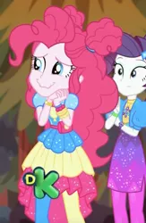 Size: 956x1463 | Tagged: safe, derpibooru import, screencap, pinkie pie, rarity, equestria girls, equestria girls series, sunset's backstage pass!, spoiler:eqg series (season 2), cropped, duo, faic, music festival outfit, wavy mouth