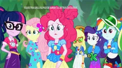 Size: 3072x1721 | Tagged: safe, derpibooru import, screencap, applejack, fluttershy, pinkie pie, rainbow dash, rarity, sci-twi, twilight sparkle, equestria girls, equestria girls series, sunset's backstage pass!, spoiler:eqg series (season 2), clothes, concerned, cute, forest, geode of fauna, geode of sugar bombs, glasses, humane five, humane six, magical geodes, music festival outfit, worried