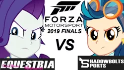 Size: 750x422 | Tagged: safe, derpibooru import, indigo zap, rarity, fanfic:equestria motorsports, fanfic:shadowbolts racing, equestria girls, forza motorsport, simple background, thumbnail, youtube, youtube link, youtube link in the description