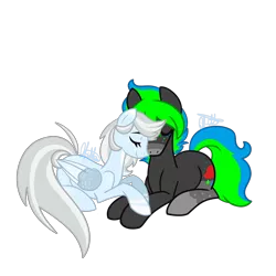 Size: 1280x1280 | Tagged: safe, artist:chelseawest, derpibooru import, oc, oc:acid rain, oc:glass winter, unofficial characters only, earth pony, pegasus, pony, female, male, mare, prone, stallion