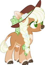 Size: 1455x2118 | Tagged: artist:sweethearttarot, base used, braid, cow, cow pony, derpibooru import, female, hat, oc, safe, simple background, solo, transparent background, udder, unofficial characters only