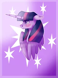 Size: 480x640 | Tagged: safe, artist:vvalent, derpibooru import, twilight sparkle, twilight sparkle (alicorn), alicorn, pony, blushing, bust, crying, cutie mark, female, floppy ears, mare, purple background, sad, simple background, solo, speedpaint available, wings