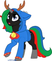 Size: 5199x6096 | Tagged: safe, artist:losyara, derpibooru import, oc, oc:thinkpony, unofficial characters only, pony, unicorn, antlers, clothes, commission, female, hoodie, ych result