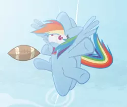 Size: 487x411 | Tagged: safe, artist:brutalweather studio, derpibooru import, screencap, rainbow dash, pegasus, pony, ponyville's incident, american football, cartoon physics, derp, faic, female, flattened, great moments in animation, solo, sports, youtube link