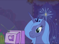 Size: 640x480 | Tagged: safe, artist:whitehawke, derpibooru import, princess luna, pony, animated, artifact, female, gif, mare, s1 luna, surprised, television, watching tv, worried, youtube link