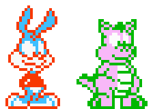 Size: 224x160 | Tagged: 8-bit, artist:tarkan809, buster bunny, charlie adler, coincidence?!... probably, derpibooru import, g1, nintendo entertainment system, pixel art, safe, spike (g1), sprite, style emulation, tiny toon adventures, voice actor joke