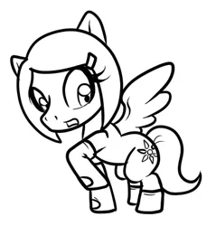 Size: 402x420 | Tagged: safe, artist:tinker-tock, derpibooru import, oc, unofficial characters only, pegasus, pony, clothes, lineart, pegasus oc, raised hoof, socks, solo, wings