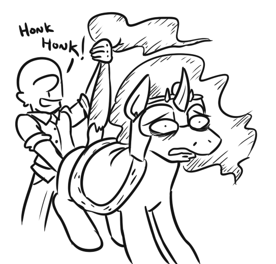 Size: 543x521 | Tagged: suggestive, artist:jargon scott, derpibooru import, king sombra, oc, oc:anon, pony, unicorn, bad touch, black and white, duo, grayscale, honk, honk honk, implied balls, implied gay, implied genitalia, lineart, male, males only, monochrome, personal space invasion, simple background, sombrabuse, tail, tail pull, this will end in death, this will end in tears, this will end in tears and/or death, white background