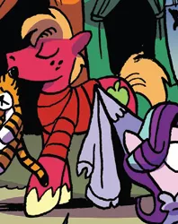 Size: 305x385 | Tagged: big macintosh, calvin, calvin and hobbes, clothes, cosplay, costume, crossover, derpibooru import, hobbes, idw, safe, spoiler:comic, spoiler:comic71, starlight glimmer