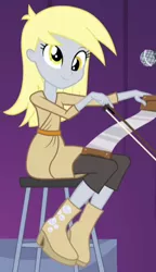 Size: 286x495 | Tagged: safe, derpibooru import, screencap, derpy hooves, equestria girls, rainbow rocks, cropped, musical instrument, musical saw, solo