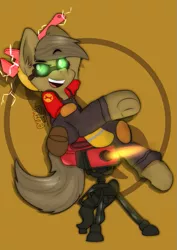 Size: 595x841 | Tagged: safe, derpibooru import, oc, oc:almond evergrow, earth pony, pony, crits, engineer, referance, sentry, sentry gun, solo, spy sappin my sentry, team fortress 2