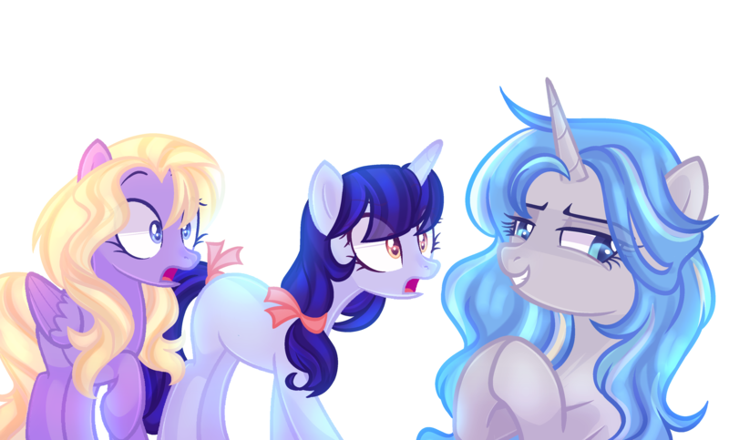 Size: 3916x2366 | Tagged: safe, artist:waterz-colrxz, derpibooru import, oc, oc:midnight dreams, oc:silvermist, oc:velvet rose, unofficial characters only, alicorn, pegasus, pony, unicorn, base used, female, mare, simple background, transparent background