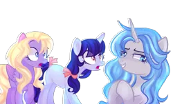 Size: 3916x2366 | Tagged: safe, artist:waterz-colrxz, derpibooru import, oc, oc:midnight dreams, oc:silvermist, oc:velvet rose, unofficial characters only, alicorn, pegasus, pony, unicorn, base used, female, mare, simple background, transparent background