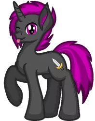 Size: 500x636 | Tagged: safe, artist:zeka10000, derpibooru import, oc, oc:vadimcomrade, unofficial characters only, pony, unicorn, ear fluff, full body, looking at you, male, one eye closed, request, requested art, simple background, solo, stallion, standing, tongue out, transparent background, wink