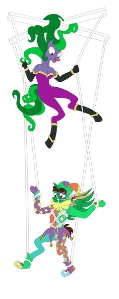 Size: 1280x3200 | Tagged: alicorn, alicorn oc, anthro, anthro oc, artist:supra80, bit gag, bondage, breasts, bridle, derpibooru import, female, gag, horn, jester, jester outfit, male, malesub, mane-iac, marionette, oc, oc:frost d. tart, photoshop, questionable, rope, rope bondage, shibari, submissive, tack, unguligrade anthro, wings, wip