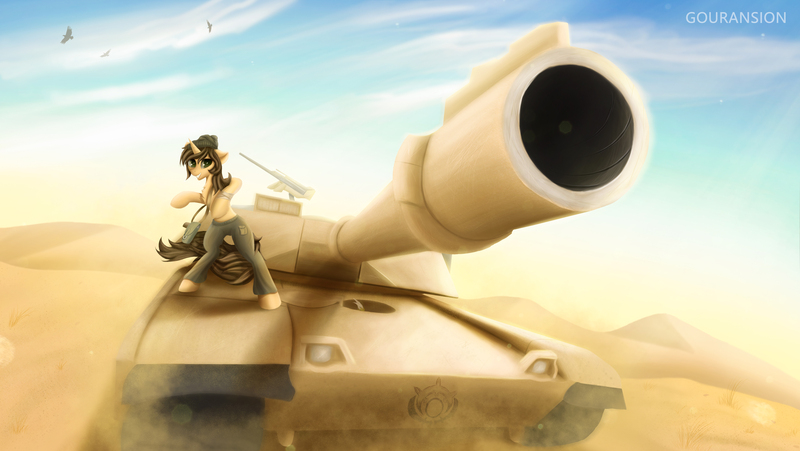 Size: 4554x2565 | Tagged: safe, artist:gouransion, derpibooru import, oc, pony, unicorn, command and conquer, command and conquer: generals, female, global liberation army, m1 abrams, military, solo, tank (vehicle)