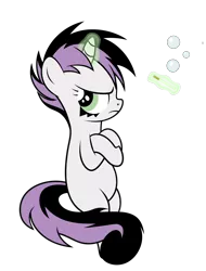 Size: 2556x3360 | Tagged: safe, artist:mirrorcrescent, derpibooru import, sweetie belle, pony, unicorn, atg 2019, bipedal, bubble, cigarette, crossed arms, female, filly, goth, levitation, magic, newbie artist training grounds, simple background, smoking, solo, telekinesis, transparent background