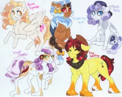Size: 3847x3055 | Tagged: safe, artist:frozensoulpony, derpibooru import, oc, oc:brina cupcake, oc:forget-me-knot, oc:peace belle, oc:tiny seedling, oc:violet chanter, unofficial characters only, earth pony, pegasus, pony, magical lesbian spawn, offspring, parent:apple bloom, parent:featherweight, parent:pipsqueak, parent:scootaloo, parent:sweetie belle, parent:twist, parents:featherbloom, parents:sweetiesqueak, parents:twistaloo, traditional art