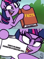 Size: 500x667 | Tagged: safe, artist:quarium edits, derpibooru import, twilight sparkle, twilight sparkle (alicorn), alicorn, equestria girls, caption, ed edd n eddy, exploitable meme, image macro, meme, op is wrong, text, twilight's fact book, wrong