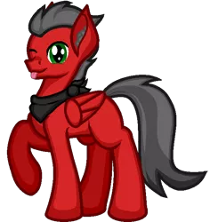 Size: 600x636 | Tagged: safe, artist:zeka10000, derpibooru import, oc, oc:sentinel, unofficial characters only, pegasus, pony, blank flank, ear fluff, full body, looking at you, male, one eye closed, request, requested art, simple background, solo, stallion, standing, tongue out, transparent background, wink