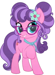 Size: 5253x7086 | Tagged: safe, artist:jhayarr23, derpibooru import, petunia petals, earth pony, pony, rainbow roadtrip, female, flower, flower in hair, glasses, mare, raised hoof, simple background, smiling at you, transparent background, vector