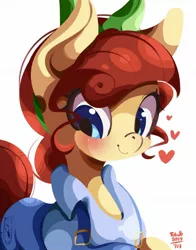 Size: 1046x1331 | Tagged: safe, artist:tohupo, derpibooru import, torque wrench, earth pony, pony, rainbow roadtrip, atorqueable, cute, female, heart, mare, solo