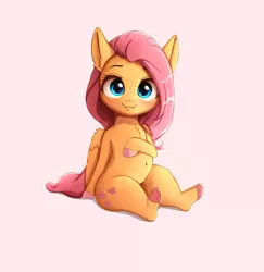 Size: 2000x2057 | Tagged: safe, artist:miokomata, derpibooru import, fluttershy, pegasus, pony, belly button, chest fluff, cute, female, freckles, looking at you, mare, shyabetes, simple background, solo, underhoof, white background