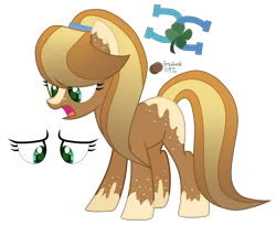 Size: 1280x1046 | Tagged: safe, artist:raflesplatt, derpibooru import, oc, earth pony, pony, female, mare, offspring, parent:applejack, parent:caramel, parents:carajack, reference sheet, simple background, solo, transparent background